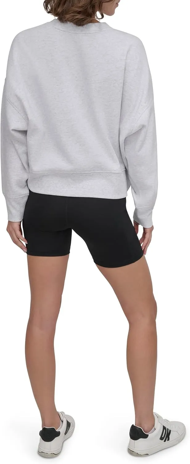 DKNY womens Varsity Embroidered Logo Crewneck Sweatshirt