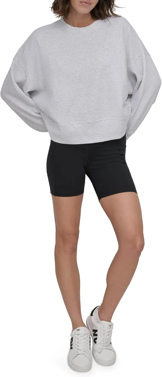 DKNY womens Varsity Embroidered Logo Crewneck Sweatshirt