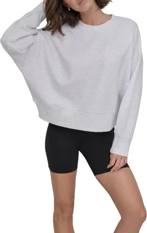 DKNY womens Varsity Embroidered Logo Crewneck Sweatshirt