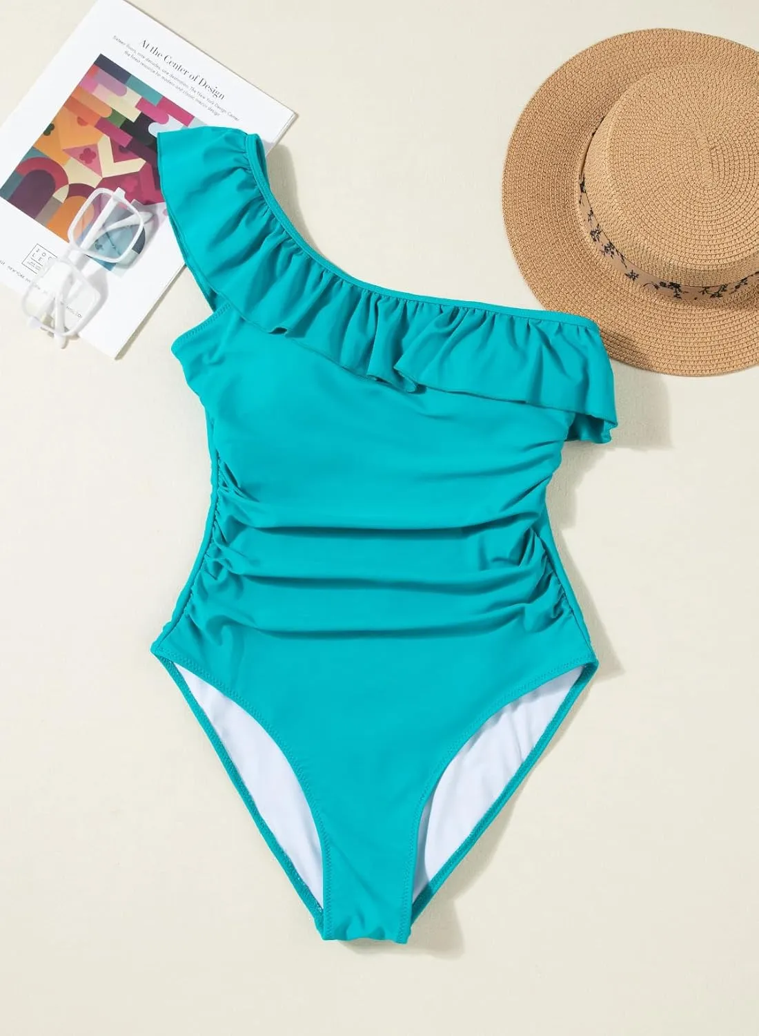 Dokotoo Womens One Piece Swimsuits One Shoulder Ruffle Bathing Suits