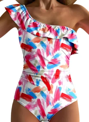 Dokotoo Womens One Piece Swimsuits One Shoulder Ruffle Bathing Suits