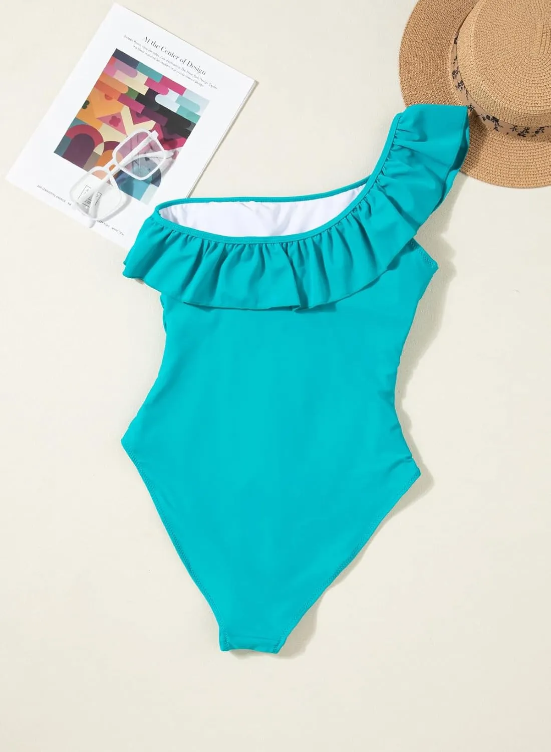 Dokotoo Womens One Piece Swimsuits One Shoulder Ruffle Bathing Suits