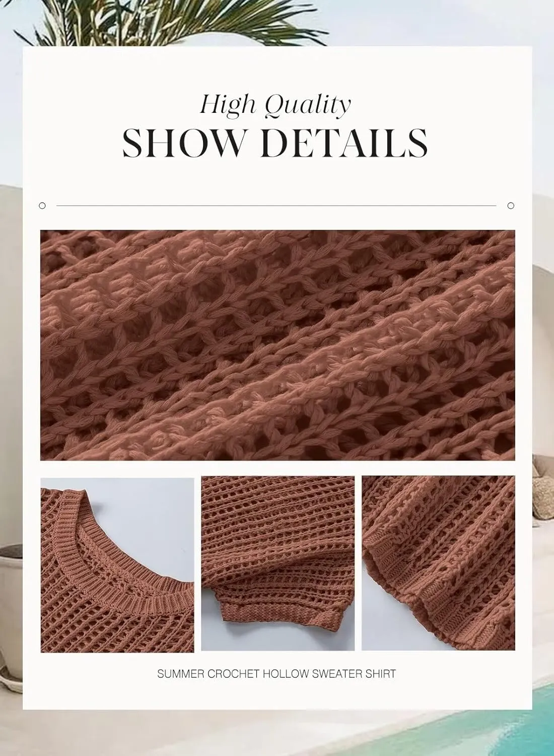 Dokotoo Womens Summer Scoop Neck Short Sleeve Sweater Casual Crochet Hollow Out Knit Tops Pullover Shirts Beach Coverup