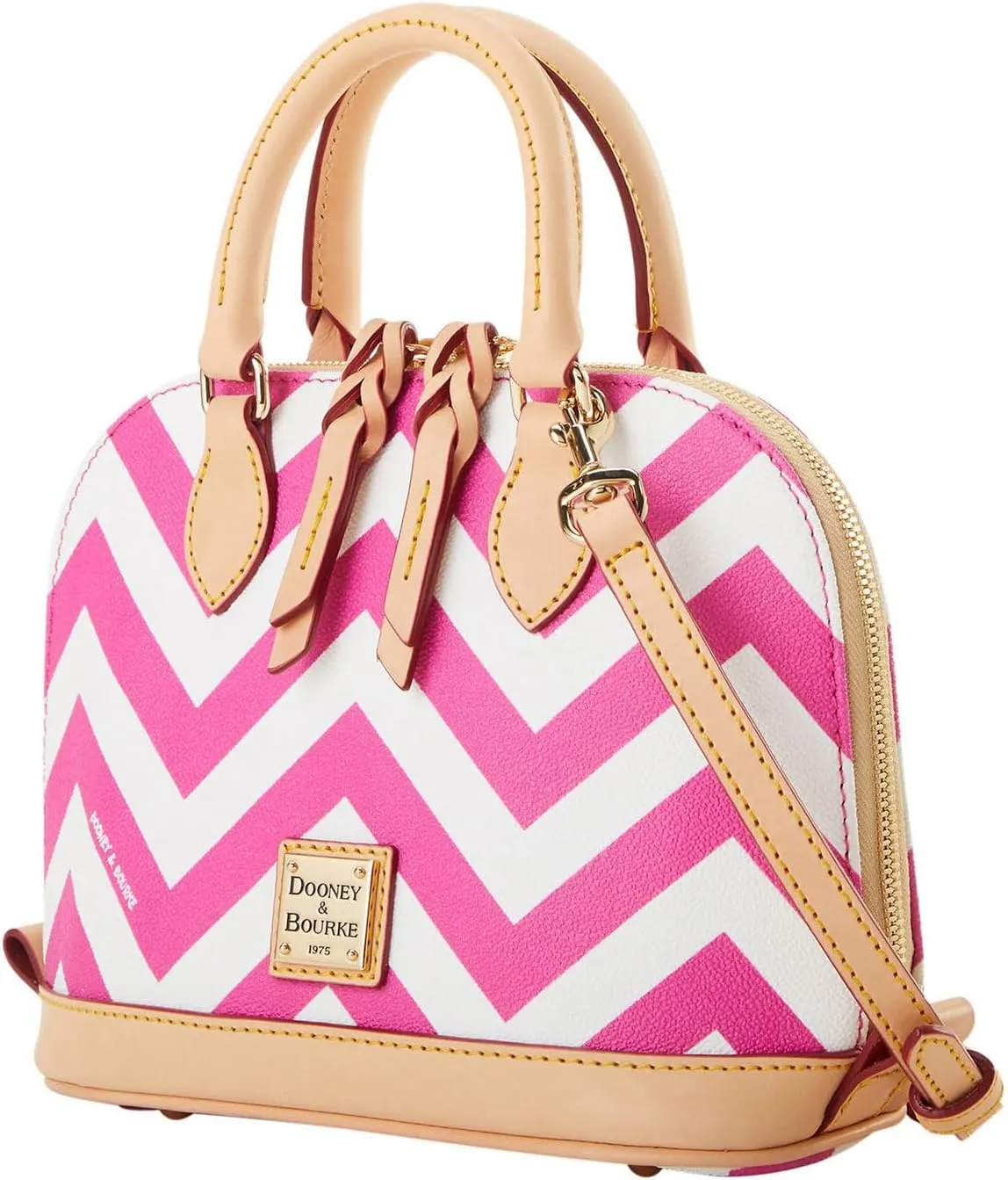 Dooney & Bourke Satchel Bags for Women, Chevron Bitsy Bag Satchel Handbag with Crossbody Strap