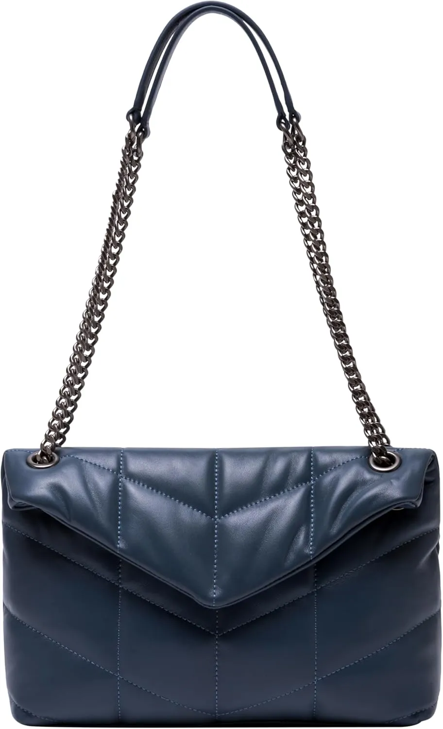 DORIS&JACKY Designer Leather Shoulder Purse For Women Lambskin Quilted Tote Bag With Convertible Chain Strap