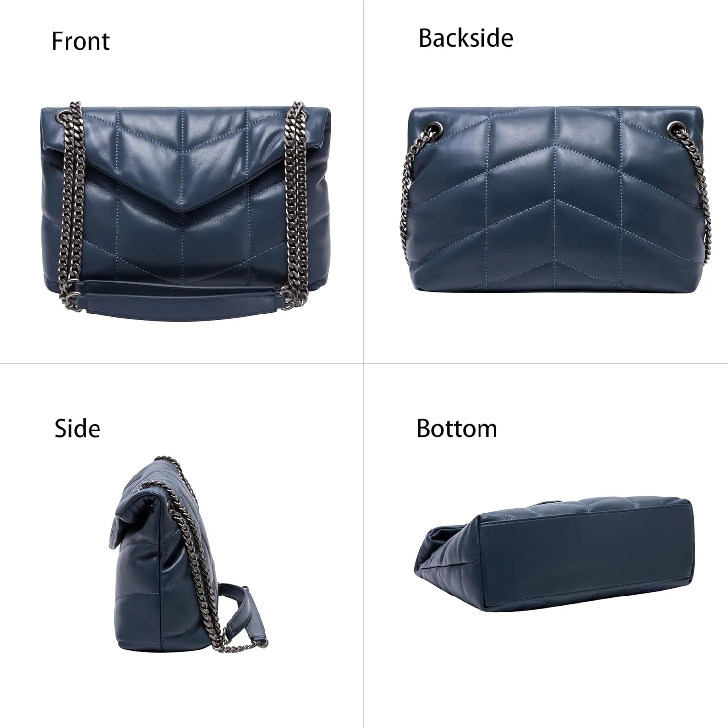 DORIS&JACKY Designer Leather Shoulder Purse For Women Lambskin Quilted Tote Bag With Convertible Chain Strap