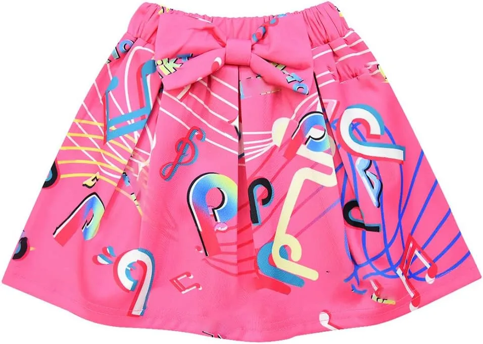 D.O.T 3pcs Tic Toc Girl Skirt Sets T Shirt Top Bowknot Skirt with Bag Outfits