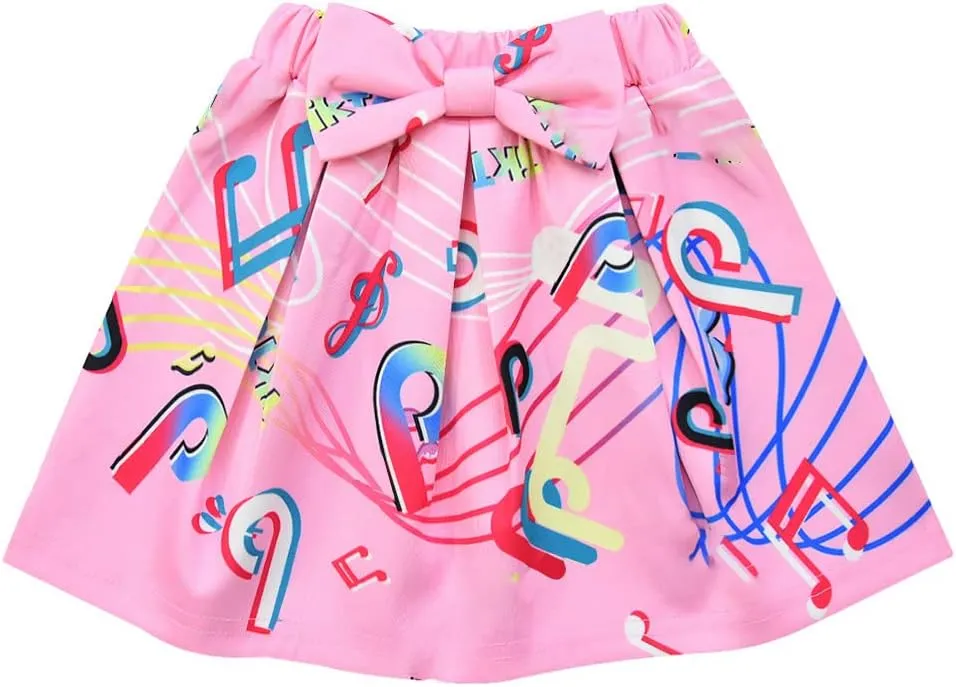 D.O.T 3pcs Tic Toc Girl Skirt Sets T Shirt Top Bowknot Skirt with Bag Outfits