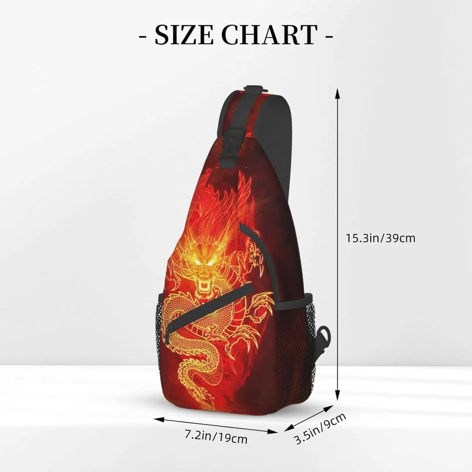 Dragon Shoulder Bag Mens Sling Backpack Daypack Casual Backpack Hiking Bag Cool Backpack Bag