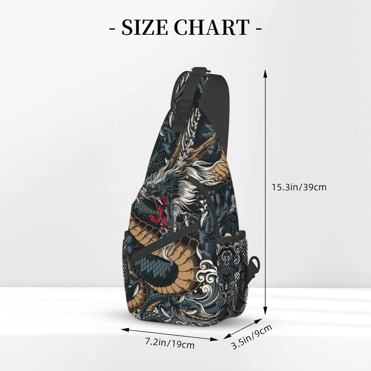 Dragon Shoulder Bag Mens Sling Backpack Daypack Casual Backpack Hiking Bag Cool Backpack Bag