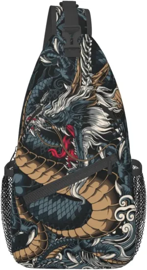 Dragon Shoulder Bag Mens Sling Backpack Daypack Casual Backpack Hiking Bag Cool Backpack Bag