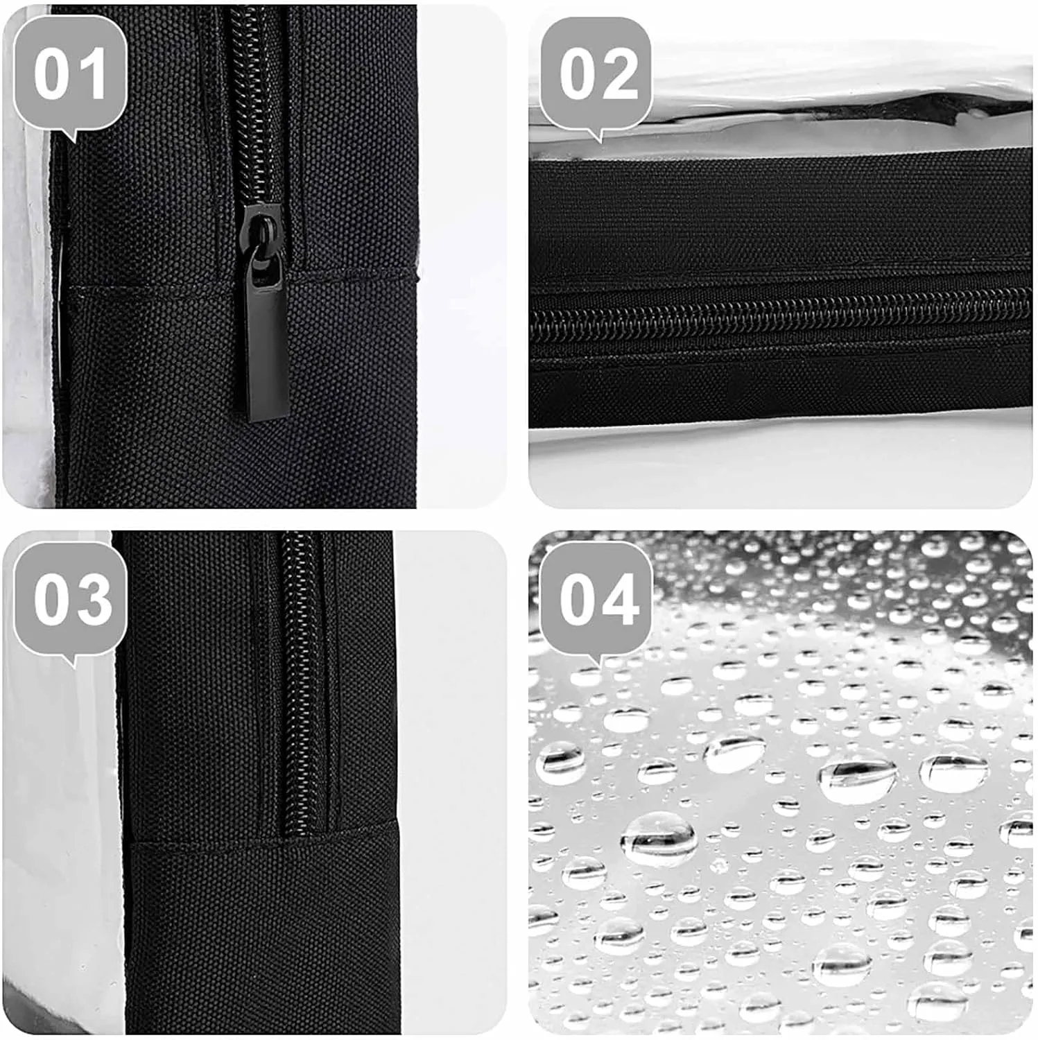 Drips Sparkle Black Transparent Storage Bag, 5-piece Makeup Bag Set White-style