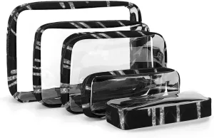 Drips Sparkle Black Transparent Storage Bag, 5-piece Makeup Bag Set White-style