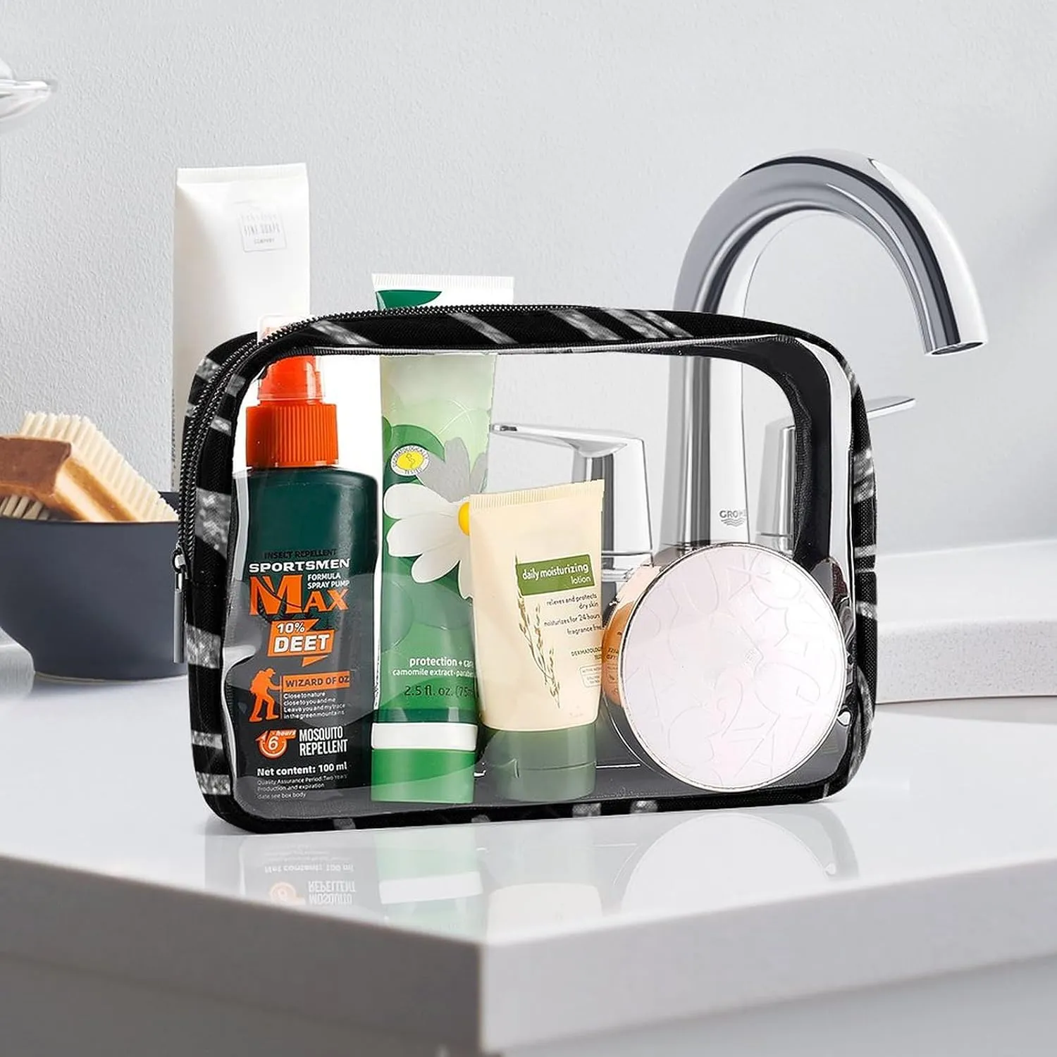 Drips Sparkle Black Transparent Storage Bag, 5-piece Makeup Bag Set White-style