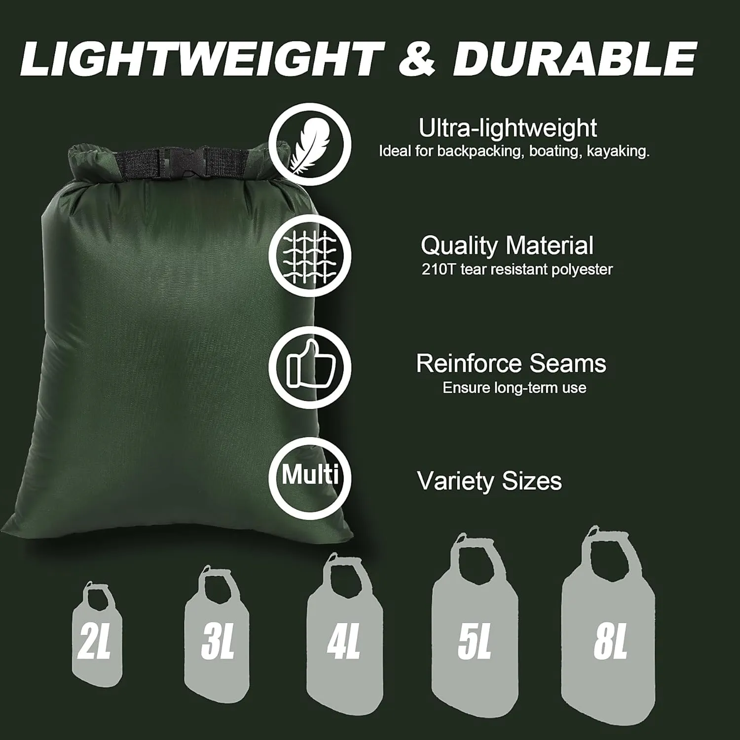 Dry Bags Waterproof Set, 5 Packs Ultralight Waterproof Bags Small Stuff Sack Water Proof Bag Dry Packs, Outdoor Dry Bag Keep Gear Dry for Backpacking Hiking Boating Camping Travel