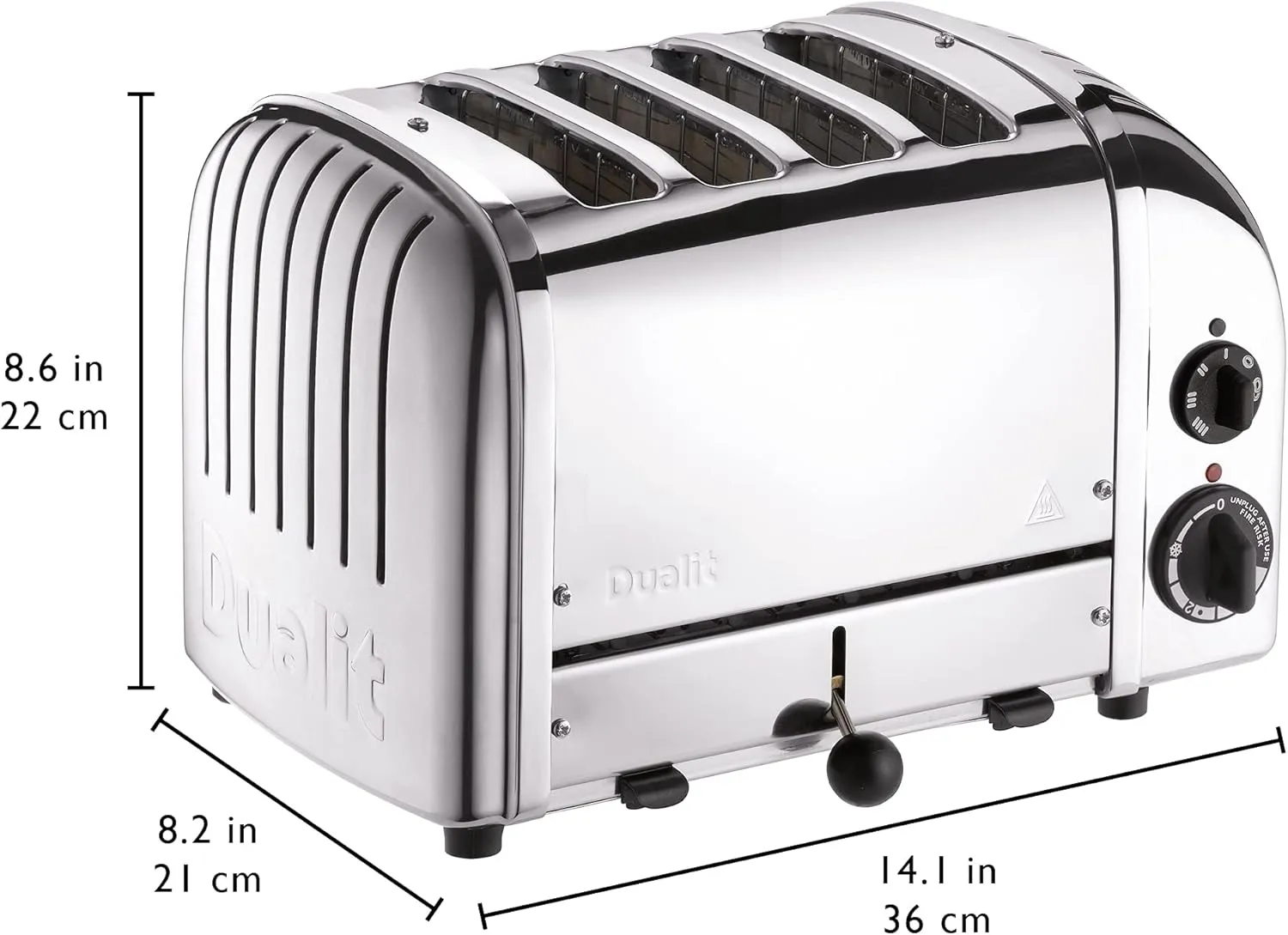Dualit Classic 4 Slice NewGen Toaster - Stainless Steel - Hand Built in the UK - Replaceable ProHeat elements - Defrost Bread - Mechanical Timer - Polished Classic Toaster