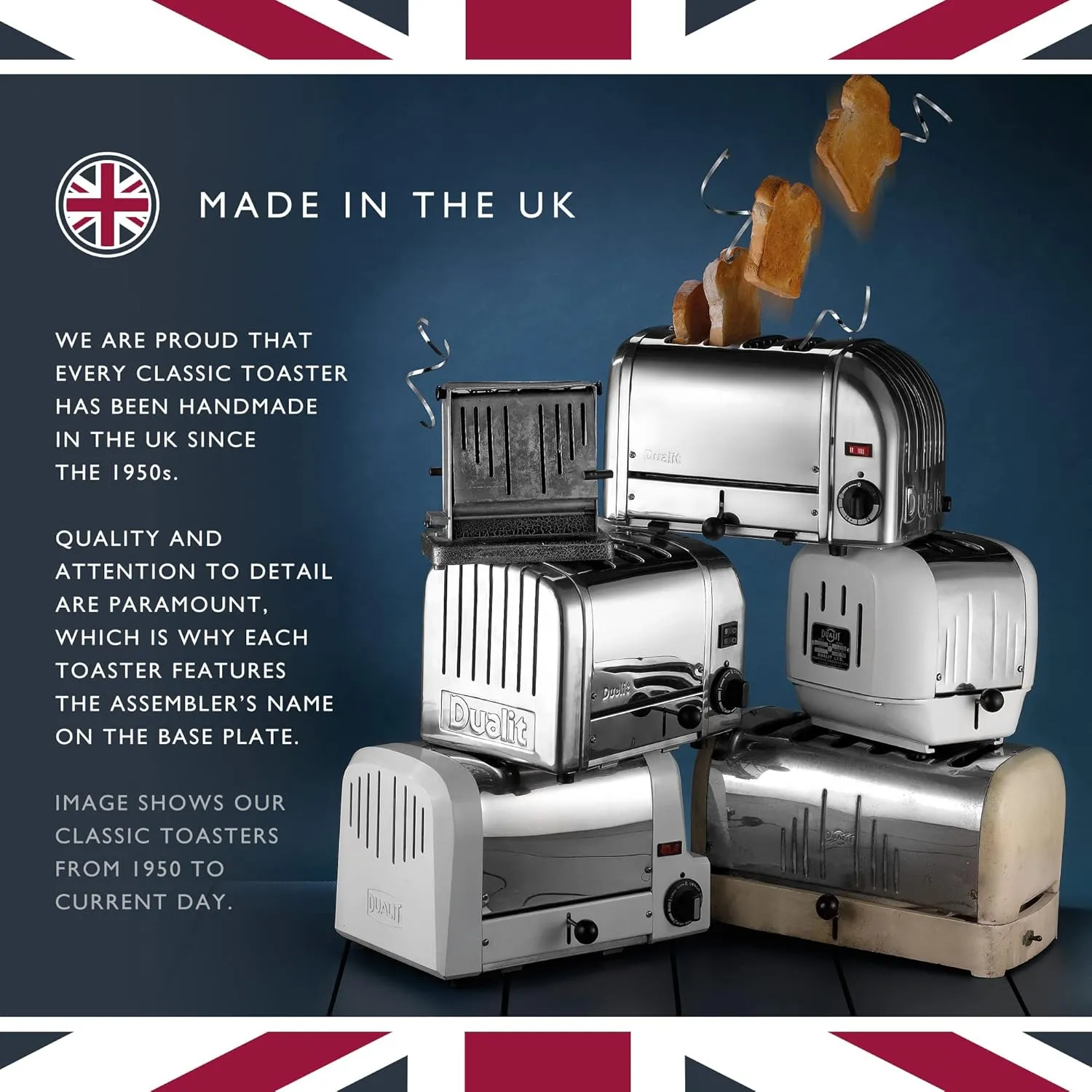 Dualit Classic 4 Slice NewGen Toaster - Stainless Steel - Hand Built in the UK - Replaceable ProHeat elements - Defrost Bread - Mechanical Timer - Polished Classic Toaster