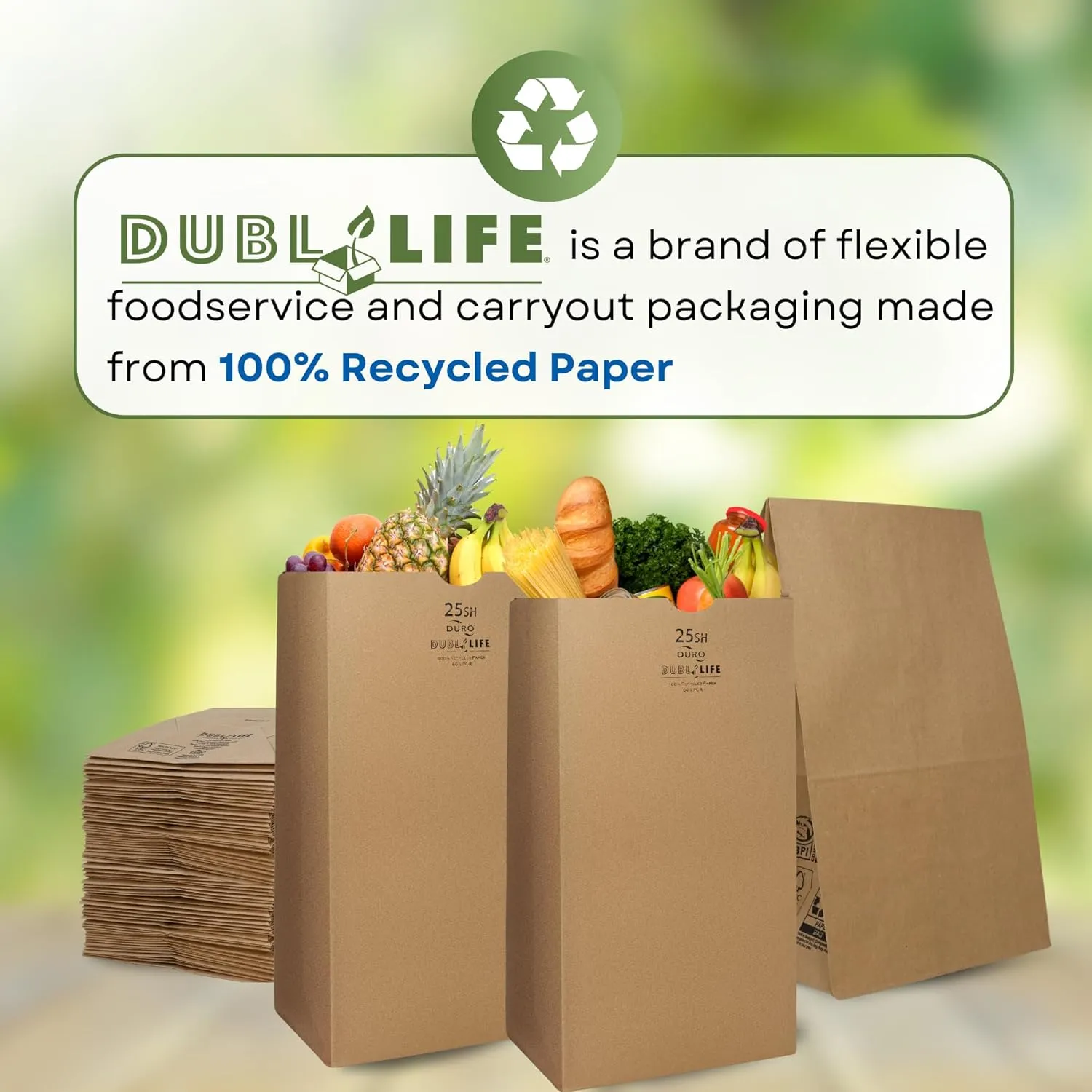 Duro 25# SH Brown Paper Bags Bulk (500 Count), 8.25 x 6.12 x 15.87- Large Grocery Bags for Retail, Craft, Deli, Bread, Sturdy Paper Sacks for Food To Go