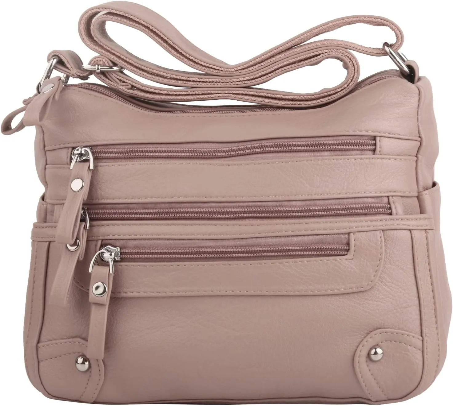 ELDA 10 Pockets Crossbody Purses for Women Medium Pocketbooks Lightweight Ladies Satchel Bag Multi Pocket Shoulder Handbag