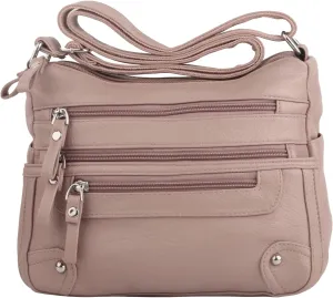 ELDA 10 Pockets Crossbody Purses for Women Medium Pocketbooks Lightweight Ladies Satchel Bag Multi Pocket Shoulder Handbag