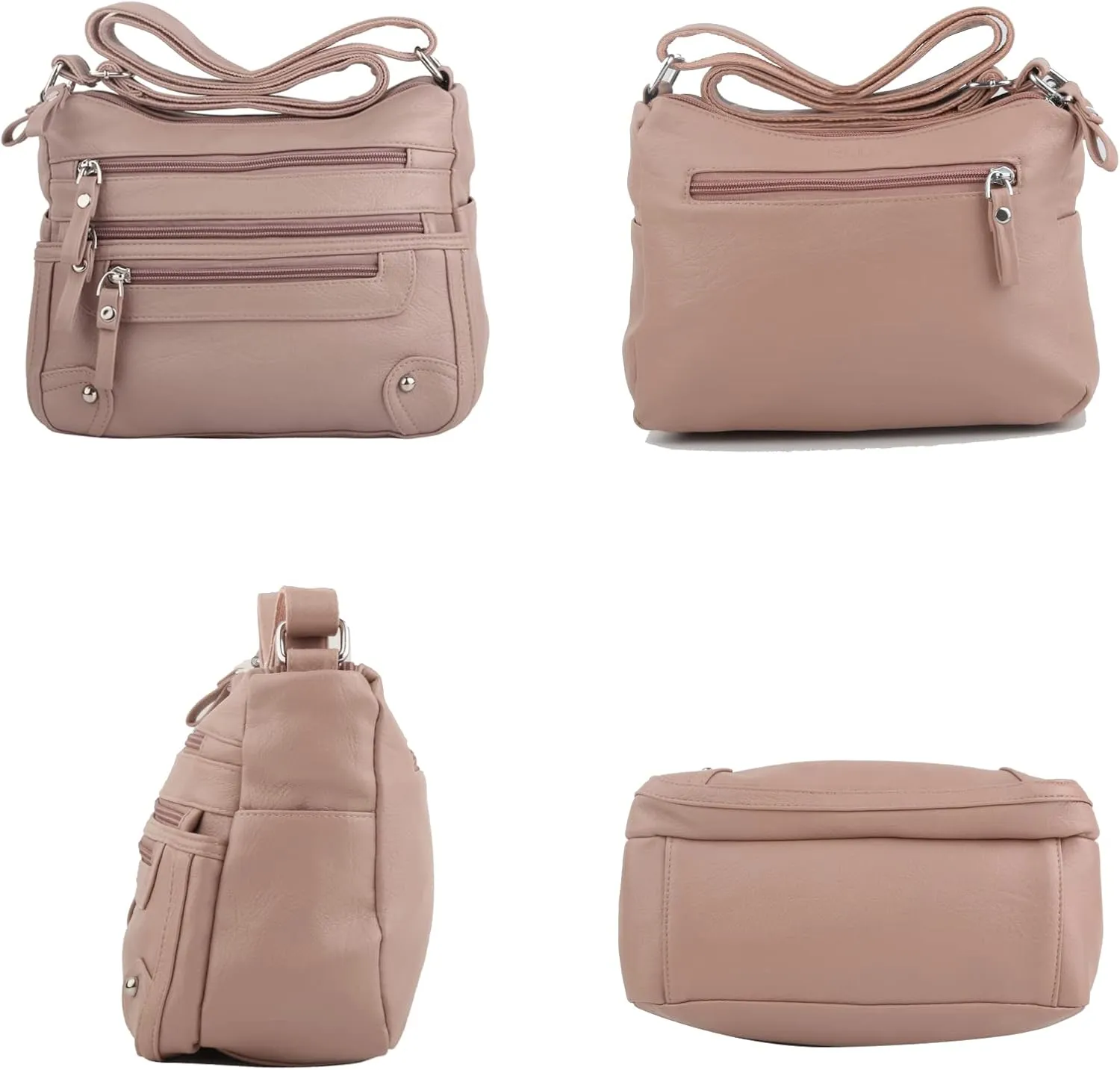 ELDA 10 Pockets Crossbody Purses for Women Medium Pocketbooks Lightweight Ladies Satchel Bag Multi Pocket Shoulder Handbag