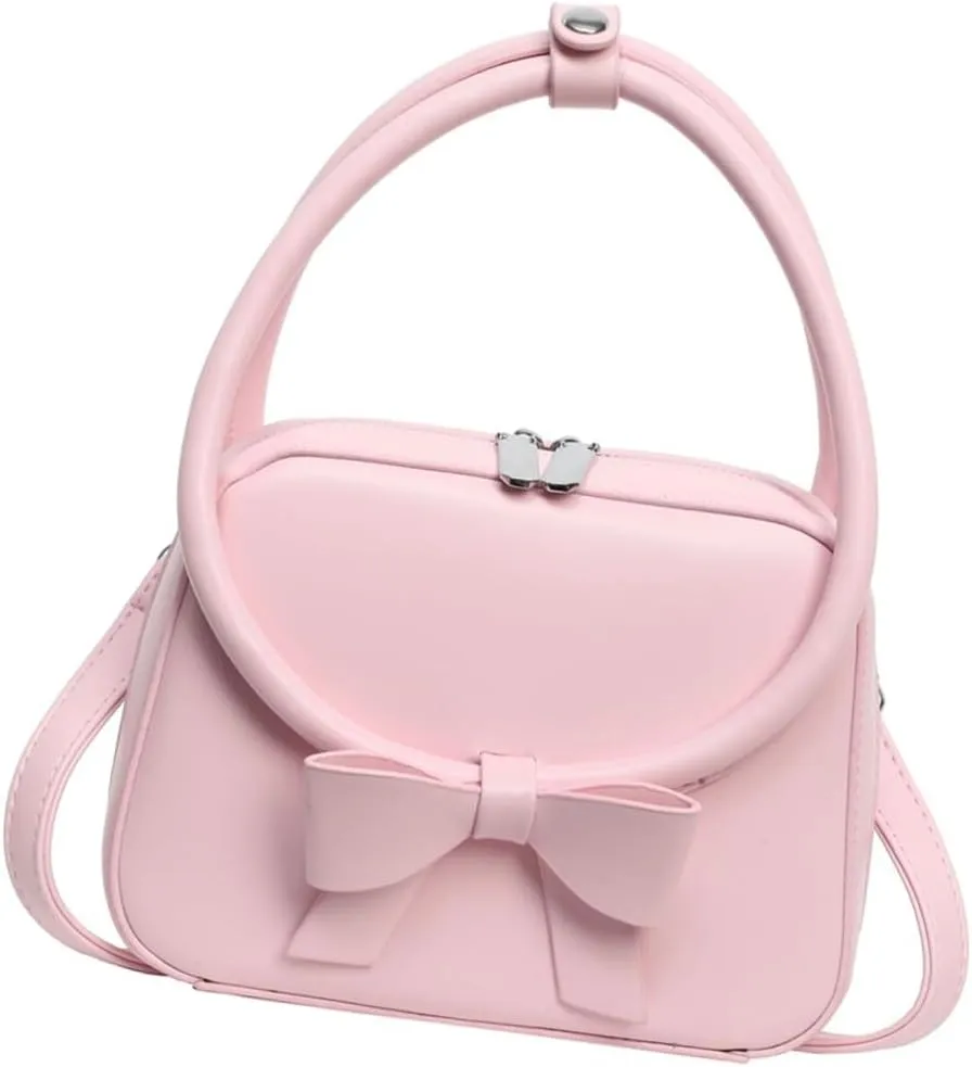 Elegant Crossbody Bag for Women Fashionable PU Leather Bowknot Shoulder Purse Top Handle Handbag with Adjustable Strap