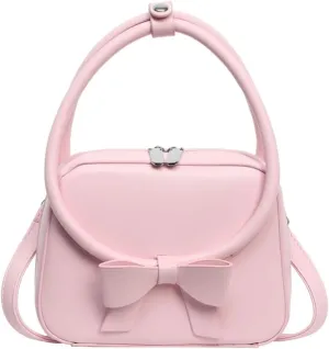 Elegant Crossbody Bag for Women Fashionable PU Leather Bowknot Shoulder Purse Top Handle Handbag with Adjustable Strap