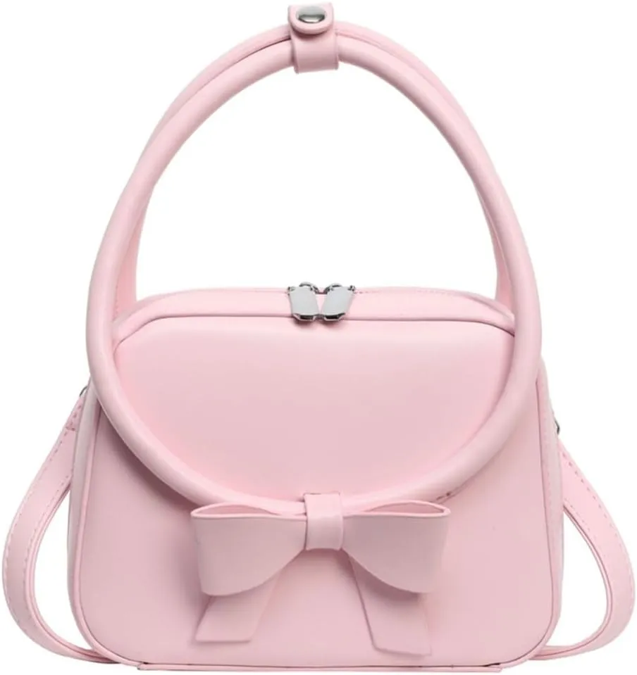 Elegant Crossbody Bag for Women Fashionable PU Leather Bowknot Shoulder Purse Top Handle Handbag with Adjustable Strap