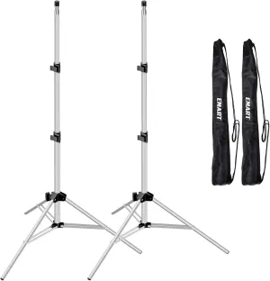 EMART 7 Ft Light Stand for Photography, Portable Photo Video Tripod Stand, 2 Pack Lighting Stand with Carry Case for Speedlight, Flash, Softbox,Strobe Light, Camera, Photographic Portrait -Silver