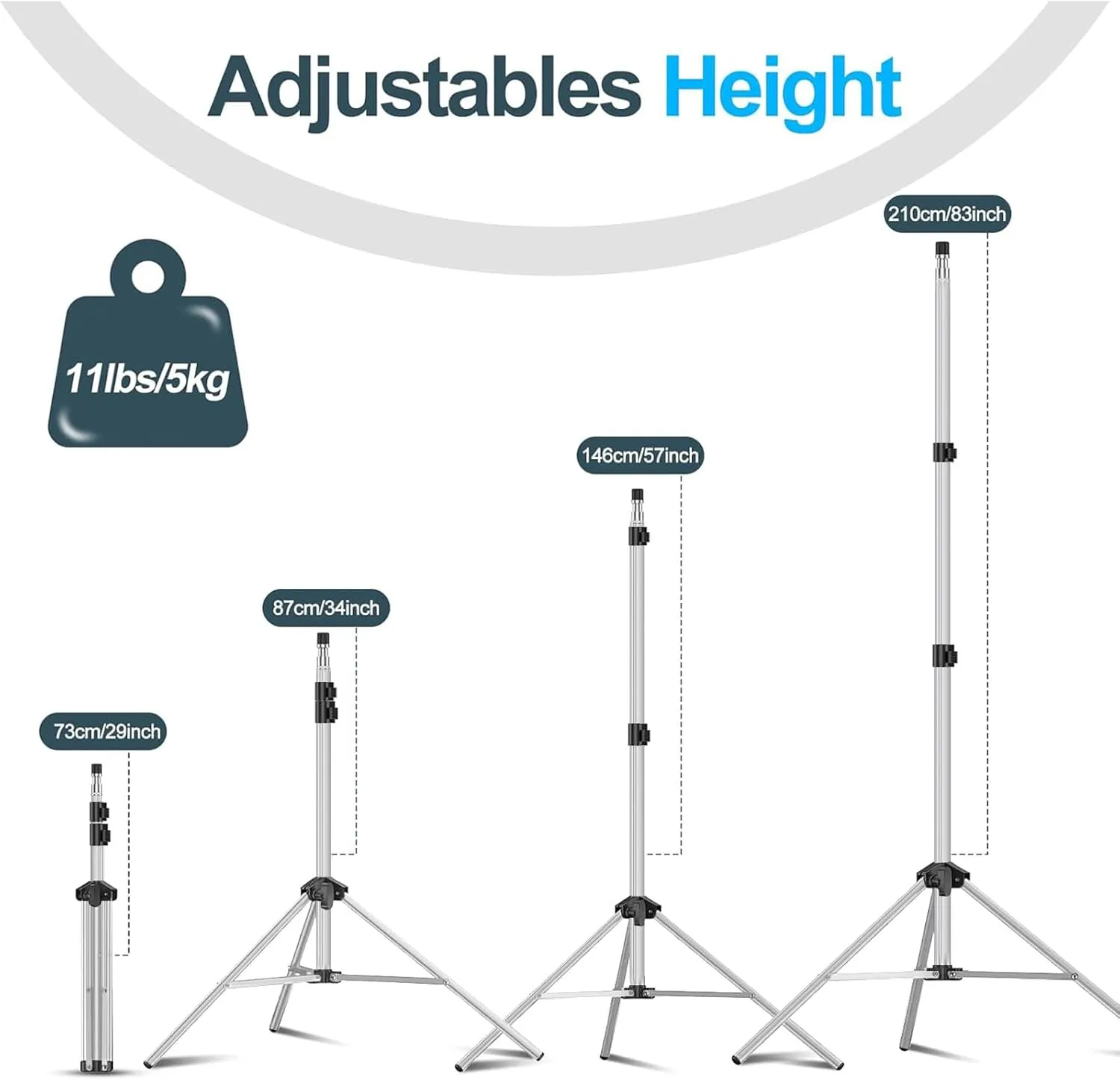 EMART 7 Ft Light Stand for Photography, Portable Photo Video Tripod Stand, 2 Pack Lighting Stand with Carry Case for Speedlight, Flash, Softbox,Strobe Light, Camera, Photographic Portrait -Silver