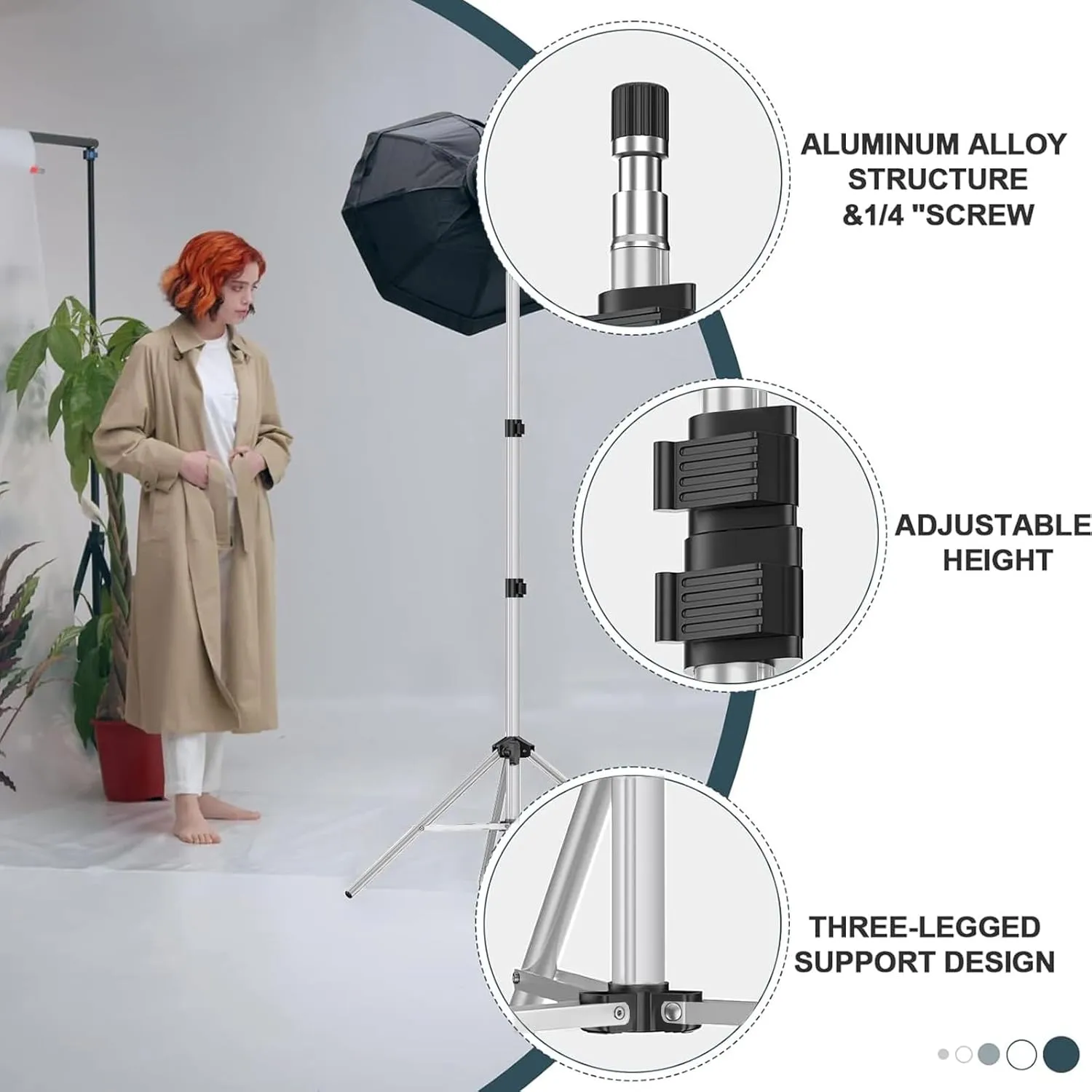 EMART 7 Ft Light Stand for Photography, Portable Photo Video Tripod Stand, 2 Pack Lighting Stand with Carry Case for Speedlight, Flash, Softbox,Strobe Light, Camera, Photographic Portrait -Silver