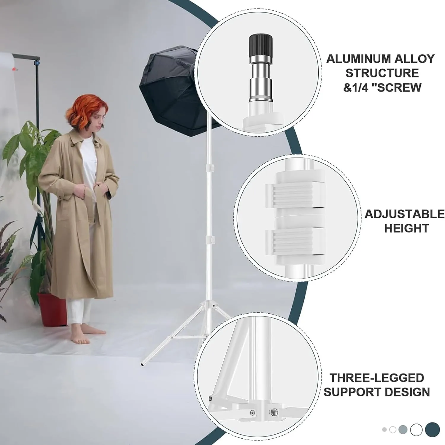 EMART 7 Ft Light Stand for Photography, Portable Photo Video Tripod Stand, 2 Pack Lighting Stand with Carry Case for Speedlight, Flash, Softbox,Strobe Light, Camera, Photographic Portrait -White