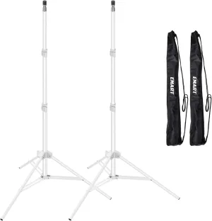 EMART 7 Ft Light Stand for Photography, Portable Photo Video Tripod Stand, 2 Pack Lighting Stand with Carry Case for Speedlight, Flash, Softbox,Strobe Light, Camera, Photographic Portrait -White