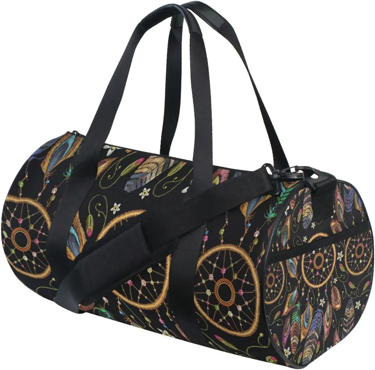 Embroidery Dream Catcher Native American Indian Tribal Feathers Portable Gym Bag, Travel Bag, Luggage bag, Sports Bag, Toiletry Bag with Handles, Detachable Shoulder Strap 17.6 x 9 x 9 inch