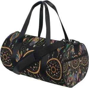 Embroidery Dream Catcher Native American Indian Tribal Feathers Portable Gym Bag, Travel Bag, Luggage bag, Sports Bag, Toiletry Bag with Handles, Detachable Shoulder Strap 17.6 x 9 x 9 inch