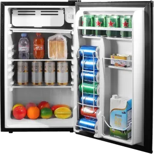 Emerson 3.2 Cu. Ft. Compact Single Door Refrigerator: Ample Storage, Customized Temperature Control, Separate Chiller Compartment and Reversible Door Design, CR0032B, Black
