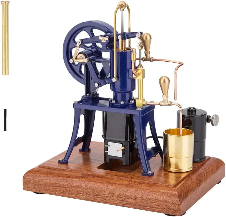 Engine Model Kit That Works, R01 1/12 DIY Full Metal Mini Hot Air Pumping Water-Cooled Stirling Engine Mechanical Set, Physics Experiment Set for Men (Blue)