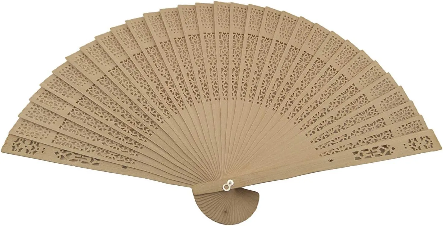 eoocvt 48pcs Summer Vintage Folding Bamboo Wooden Carved Hand Fan Wedding Bridal Party