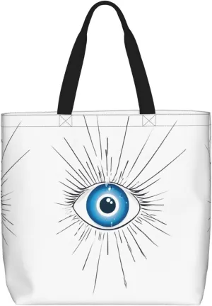 (Evil Eye) Tote Bag With Pattern For Women Gift Sturdy Tote Bag For Vacation, Shopping, Grocery, Gift
