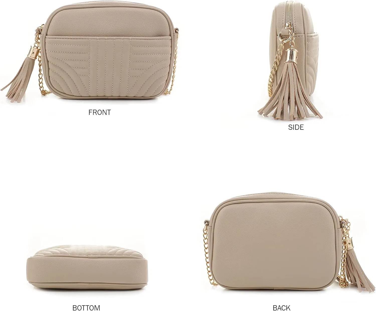 EVVE Quilted Crossbody Bags for Women - Stylish Camera Bag with Tassel - Lightweight Medium Size Shoulder Purse
