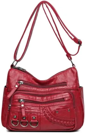 Exquisite Luxury Women's PU Handbag A Timeless Classic Ladies' Shoulder and Cross - Body Bag in Black, Brown, and Red Hues