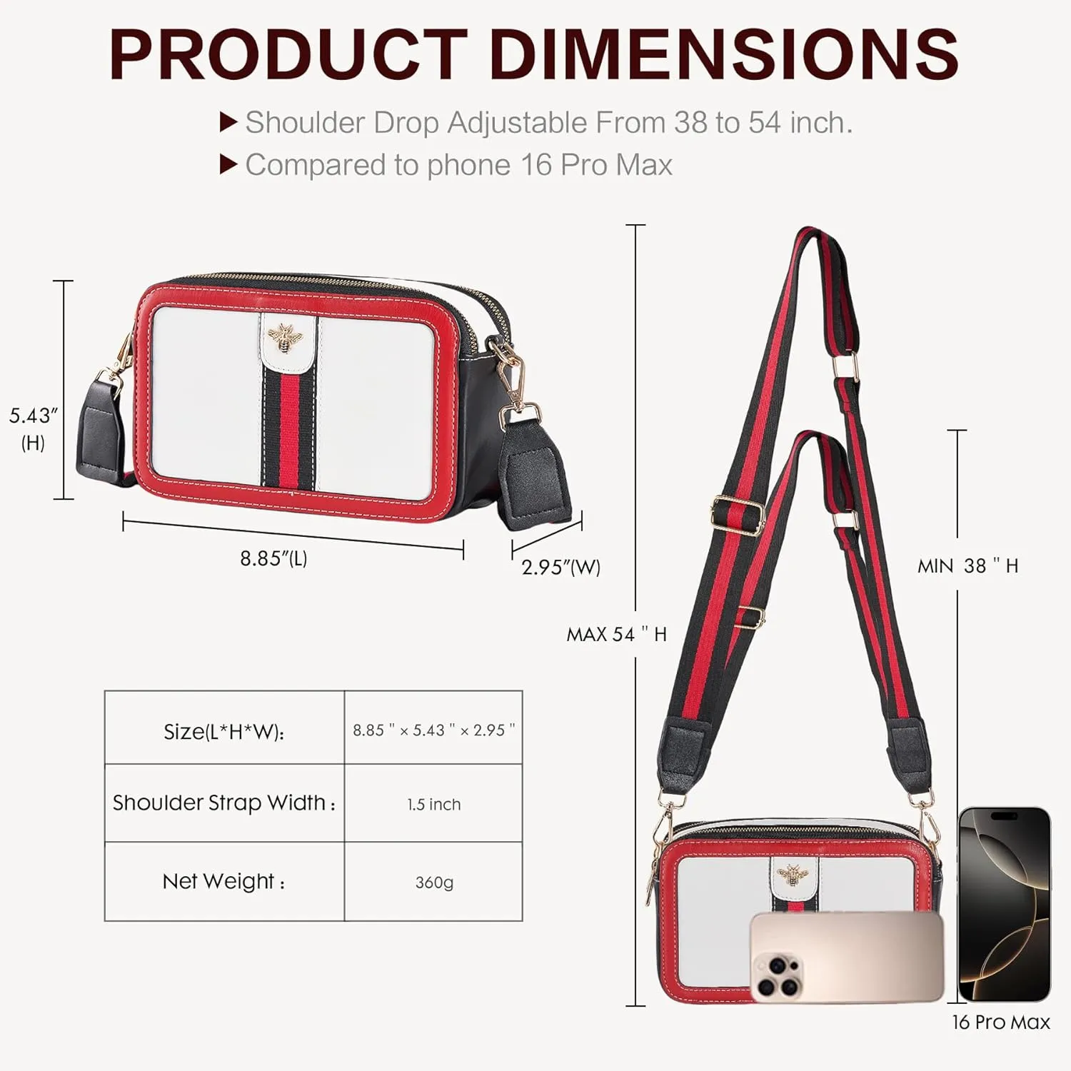 Fancy Forest Trendy Designer Bee Crossbody Bag for Women - PU Leather Camera Shoulder Handbag with Wide Strap