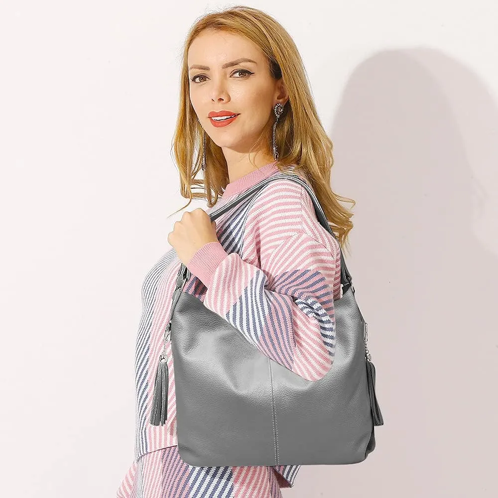 Fashion Soft Real Genuine Leather Tassel Women's Handbag Ladies Shoulder Tote Messenger Hobo Bag Satchel