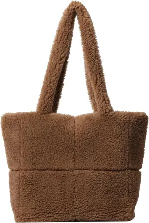 Faux Handbag Women Large Lambswool Tote Bag Lightweight Plush Tote Handbag Fuzzy Shoulder Bag Winter Shopping Bag