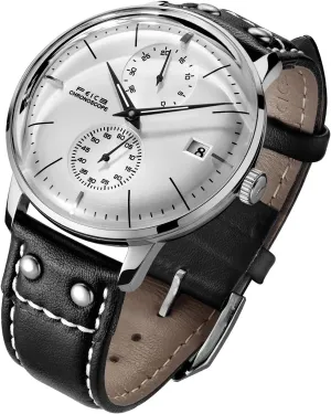 FEICE Men's Automatic Watch Mechanical Watch Stainless Steel Leather Band Watches Analog Curved Mirror Brushed Finish Casual Dress Watches for Men #FM212 (White)