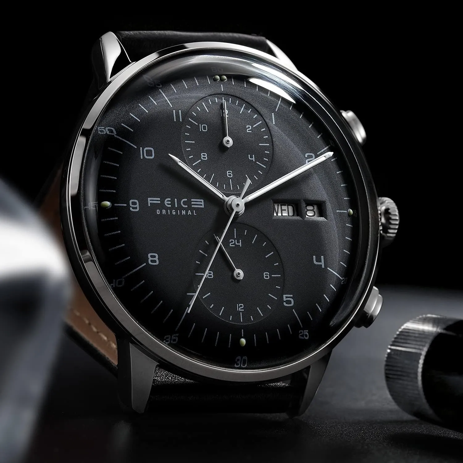 FEICE Men’s Watches Bauhaus Automatic Watch Stainless Steel Mechanical Watch Wristwatch Casual Dress Watches for Men with Leather Bands Date -FM121