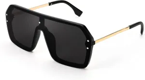 FEISEDY Classic Siamese One Piece Sunglasses Nice Rimless Stylish Retro Design for Women Men B2574