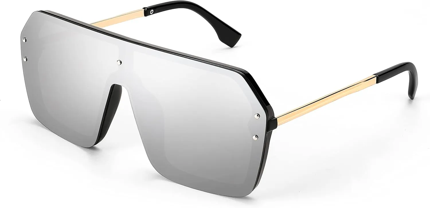 FEISEDY Classic Siamese One Piece Sunglasses Nice Rimless Stylish Retro Design for Women Men B2574