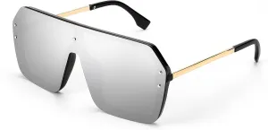 FEISEDY Classic Siamese One Piece Sunglasses Nice Rimless Stylish Retro Design for Women Men B2574
