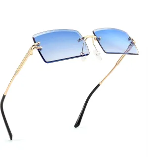 FEISEDY Vintage Rimless Sunglasses Rectangle Frameless Candy Color Glasses Women Men B2642